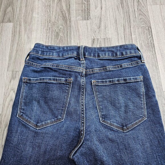 Old Navy Jeans Womens 4 Blue Rockstar Super Skinny High Rise Distressed Raw Hem - Picture 3 of 11